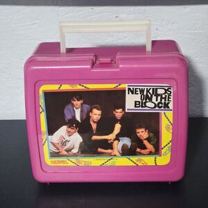 Vintage 1990 New Kids On The Block RARE Pink Lunch Box W/Thermos